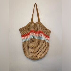 Hearth & Hand with Magnolia Women’s‎ Stylish Tan Multicolor Woven Tote Large Bag